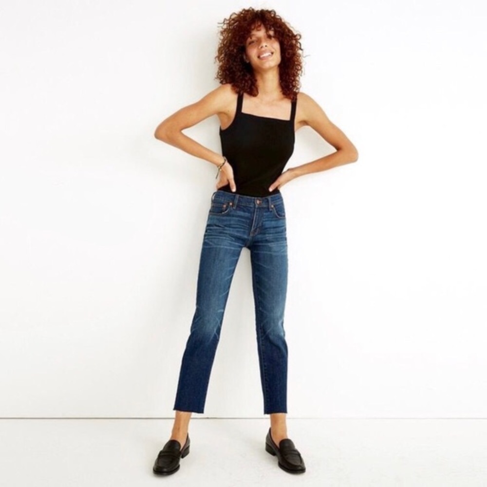 Madewell 27 high rise slim boyjean raw hem jeans